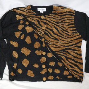 VICTORIA HARBOUR Womens Abstract Pattern Button Woven Sweater Sz XL US